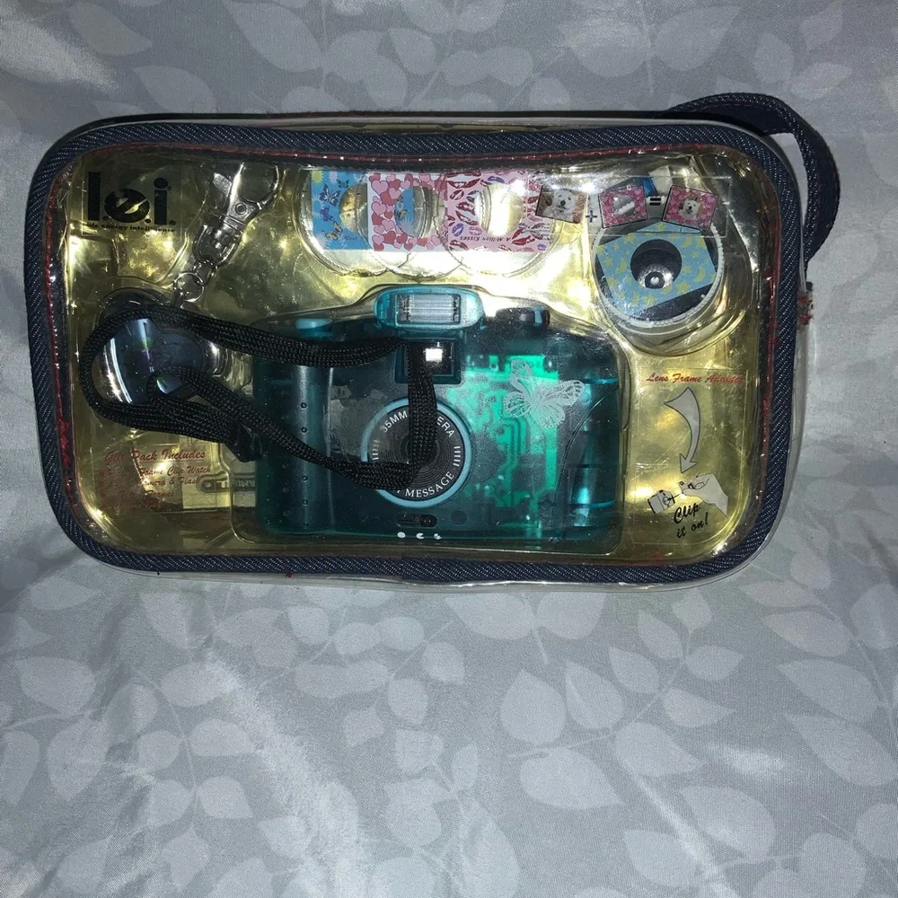 Vintage Blue L.E.I Purse With Camera Keychain Watch Accessories New In Box y2k